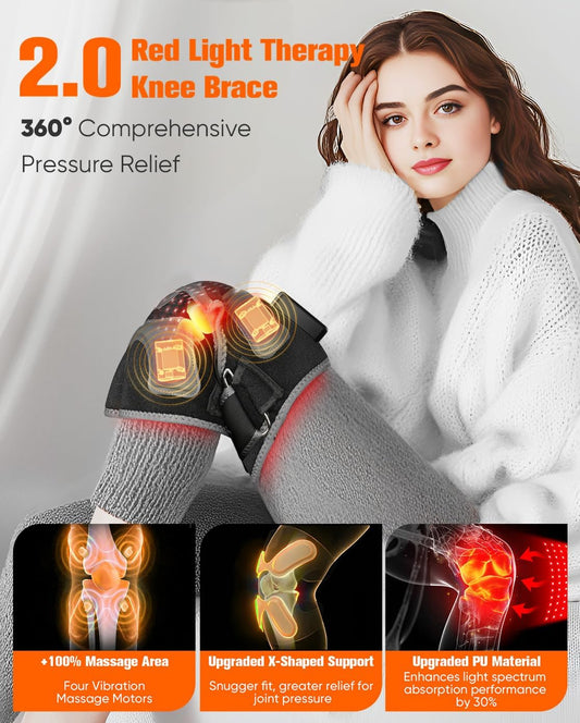 Cordless Knee Support Massager with Multi-Area Vibration and Heat Comfort