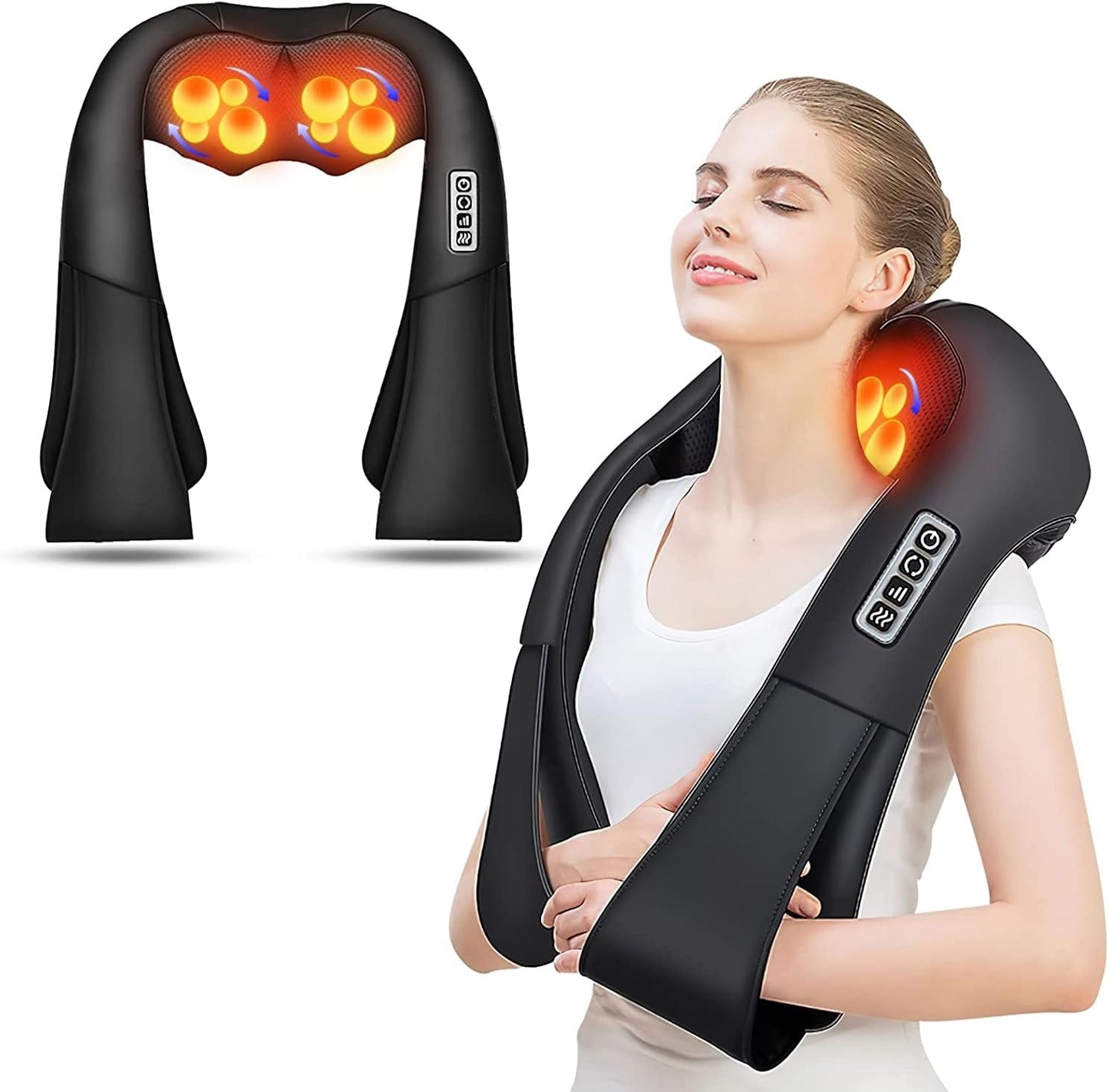 Electric Neck and Back Massage Pillow with Heated Kneading Function