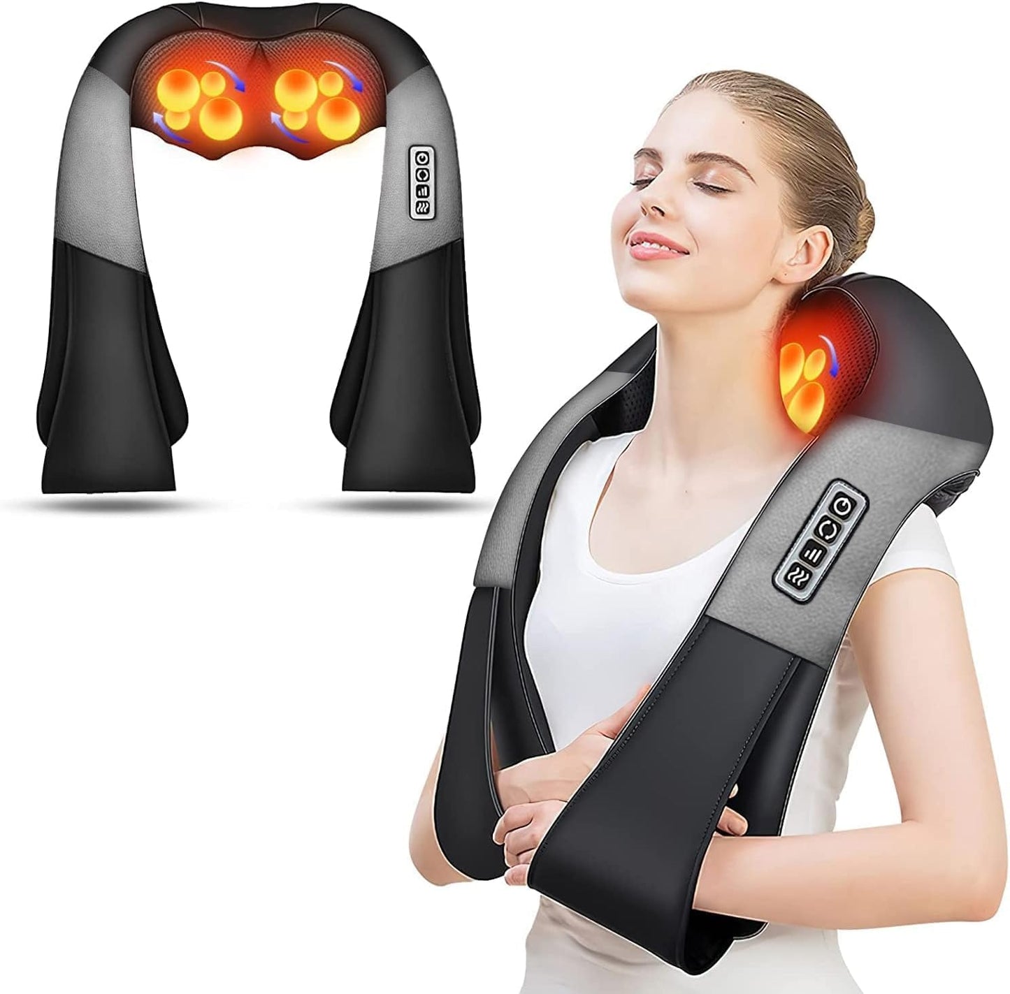 Electric Neck and Back Massage Pillow with Heated Kneading Function