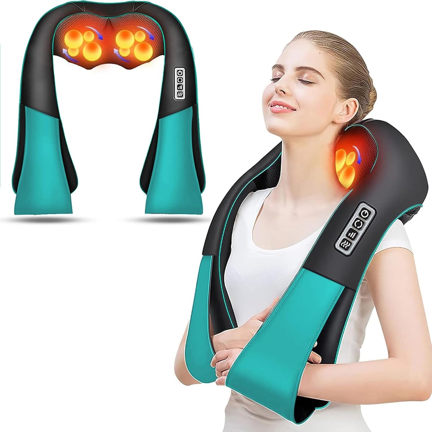 Electric Neck and Back Massage Pillow with Heated Kneading Function