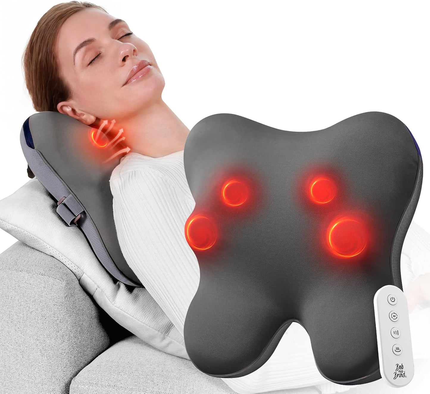 Corded Back and Neck Massage Pillow with Gentle Kneading and Heat Support