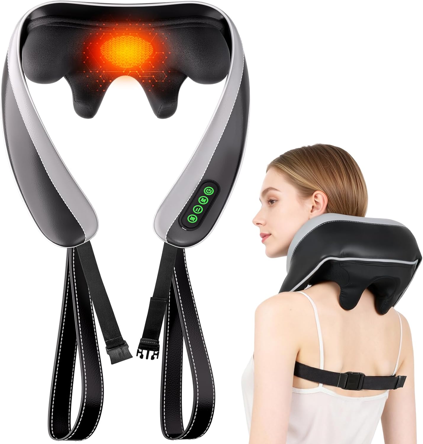 Cordless Neck and Shoulder Massager with 6D Kneading and Gentle Heat Support