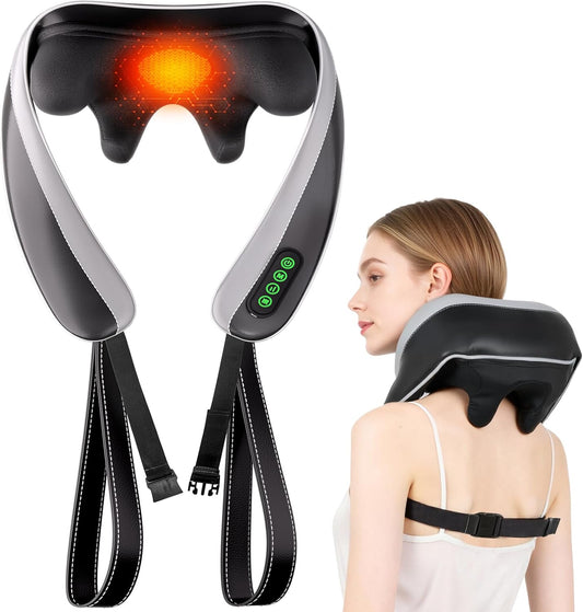 Cordless Neck and Shoulder Massager with 6D Kneading and Gentle Heat Support