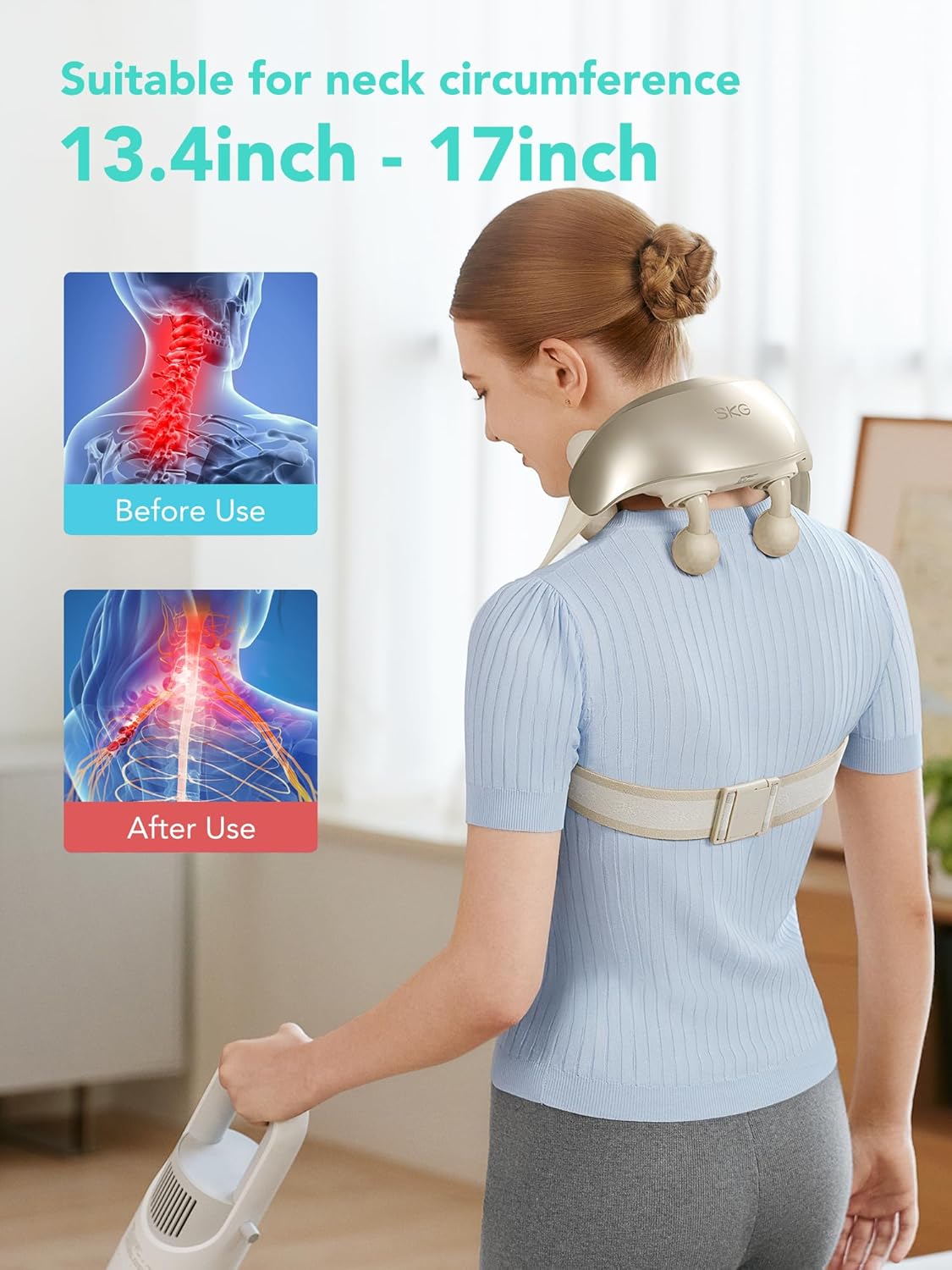 Cordless Neck and Shoulder Massager with Shiatsu-Style Kneading and Heat