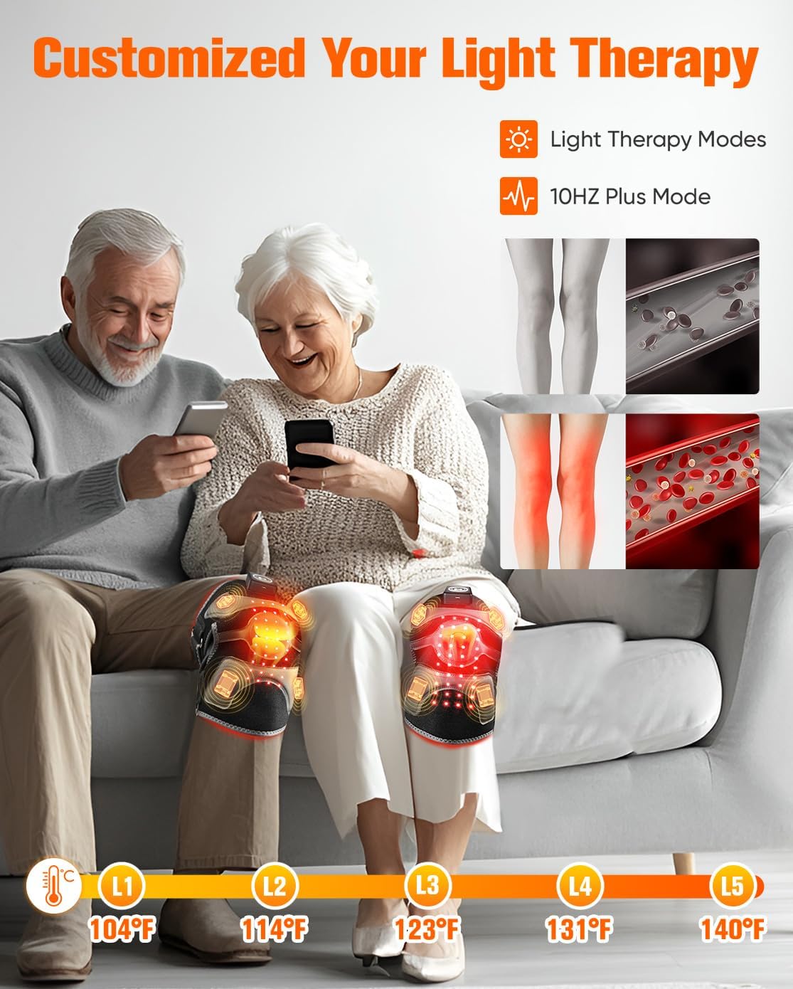 Cordless Knee Support Massager with Multi-Area Vibration and Heat Comfort