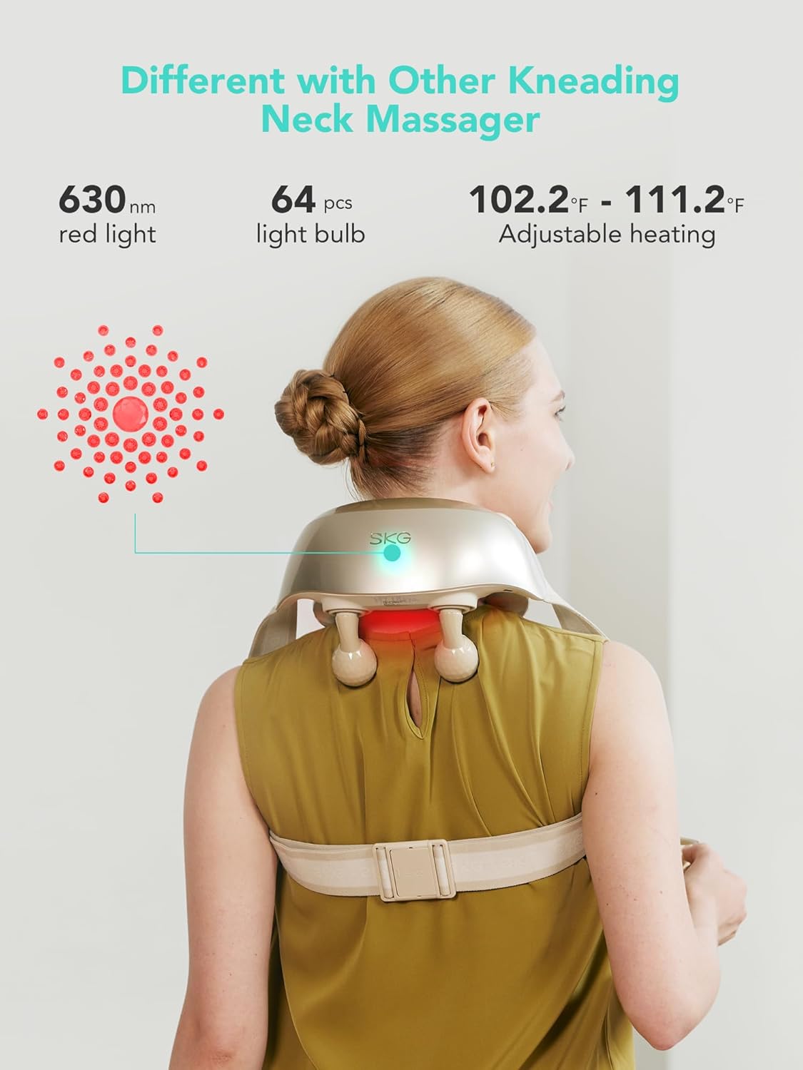 Cordless Neck and Shoulder Massager with Shiatsu-Style Kneading and Heat