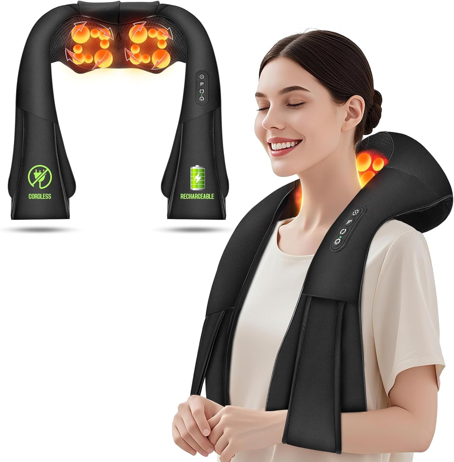 Electric Neck and Back Massage Pillow with Heated Kneading Function