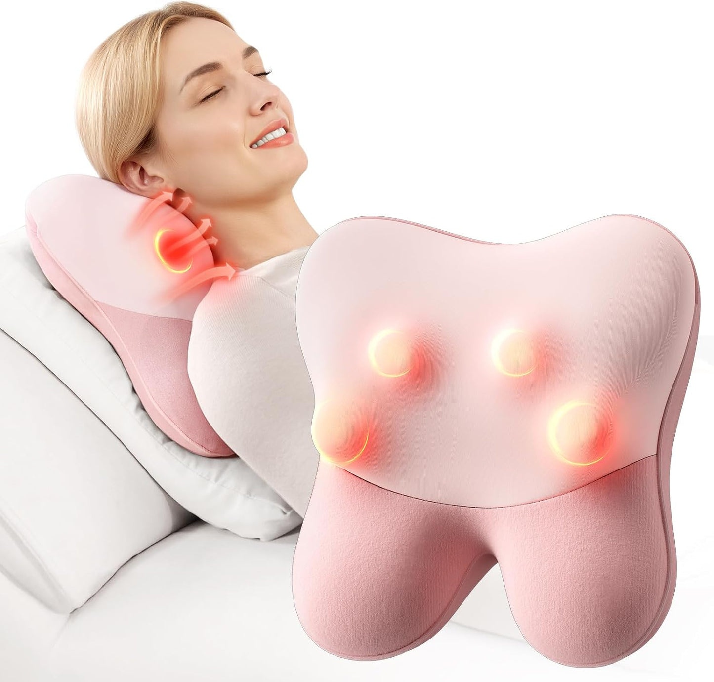 Corded Back and Neck Massage Pillow with Gentle Kneading and Heat Support