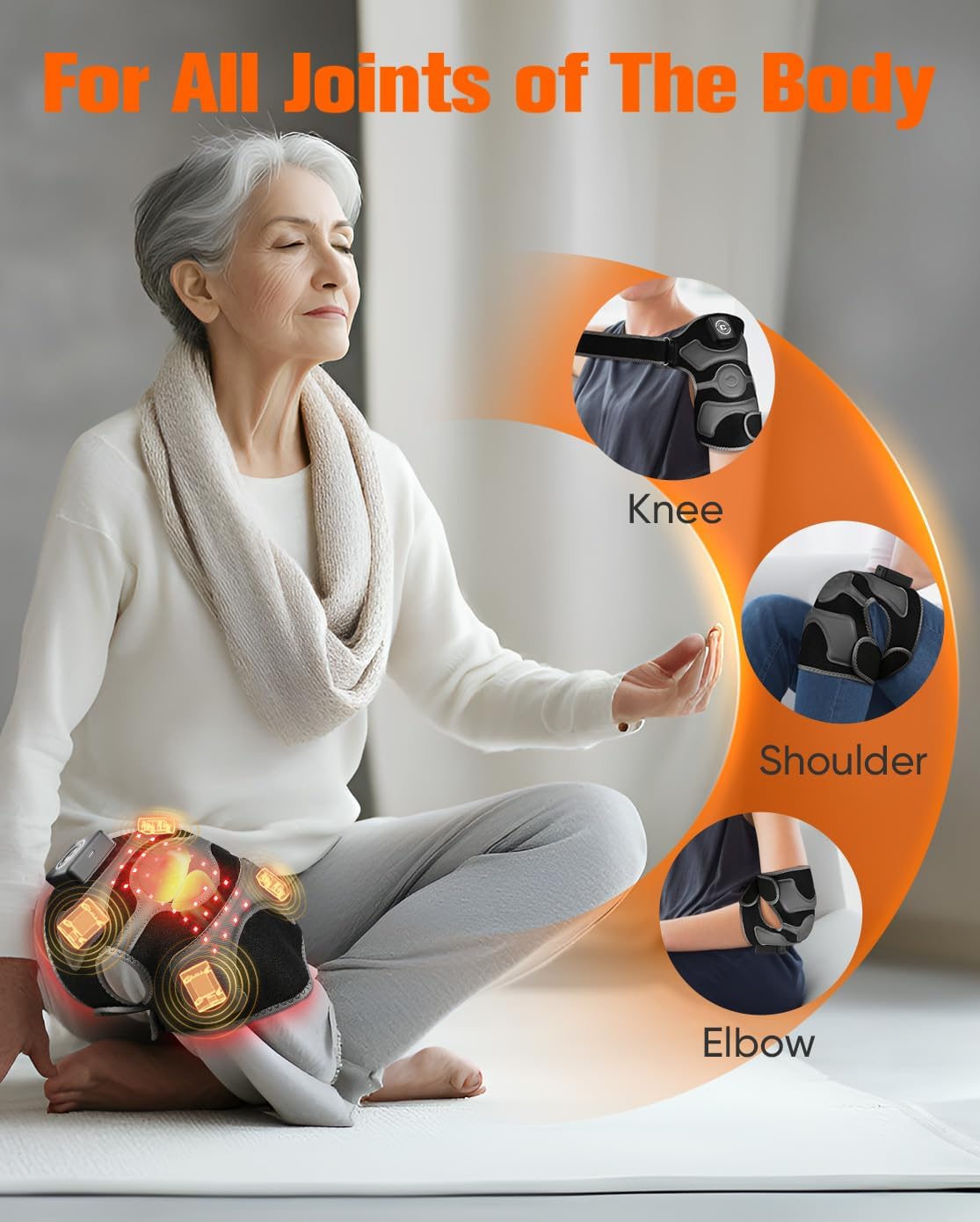 Cordless Knee Support Massager with Multi-Area Vibration and Heat Comfort