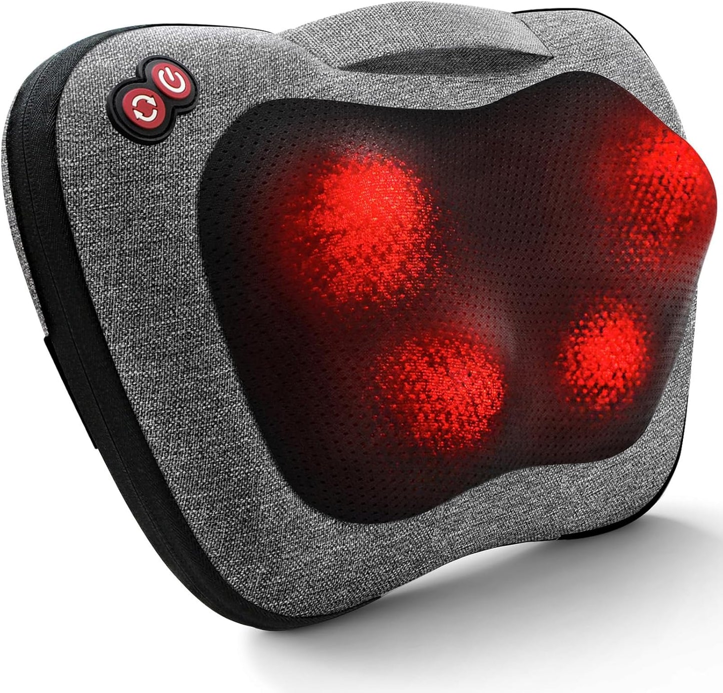 Electric Shiatsu-Style Massage Pillow with Heat for Neck, Back, and Leg Comfort